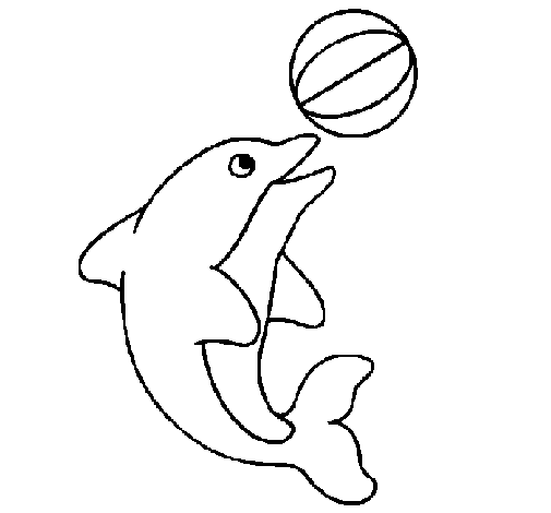Dibujo de Delfín jugando con una pelota para Colorear - Dibujos.net Dibujo de Delfín jugando con una pelota para Colorear - Dibujos.net