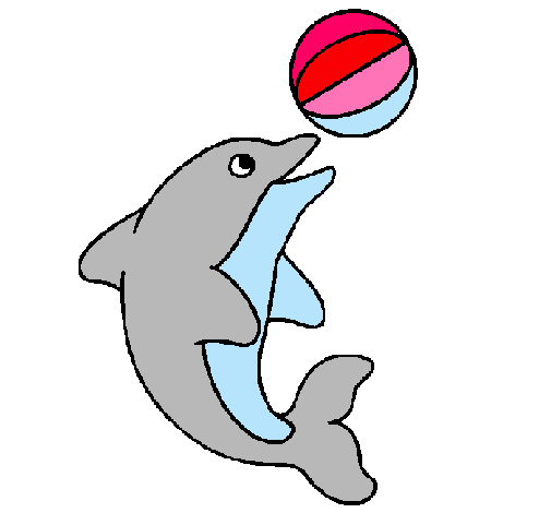 Dibujo de Delfín jugando con una pelota pintado por Calamar en ... Dibujo de Delfín jugando con una pelota pintado por Calamar en ...