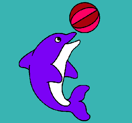Dibujo de Delfín jugando con una pelota pintado por Color en ...
