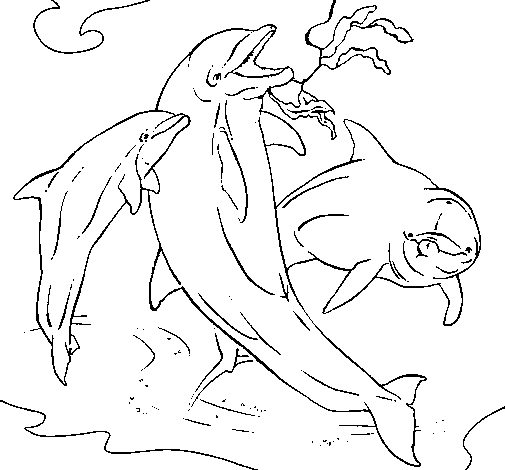 Dibujo de Delfines jugando para Colorear - Dibujos.net Dibujo de Delfines jugando para Colorear - Dibujos.net