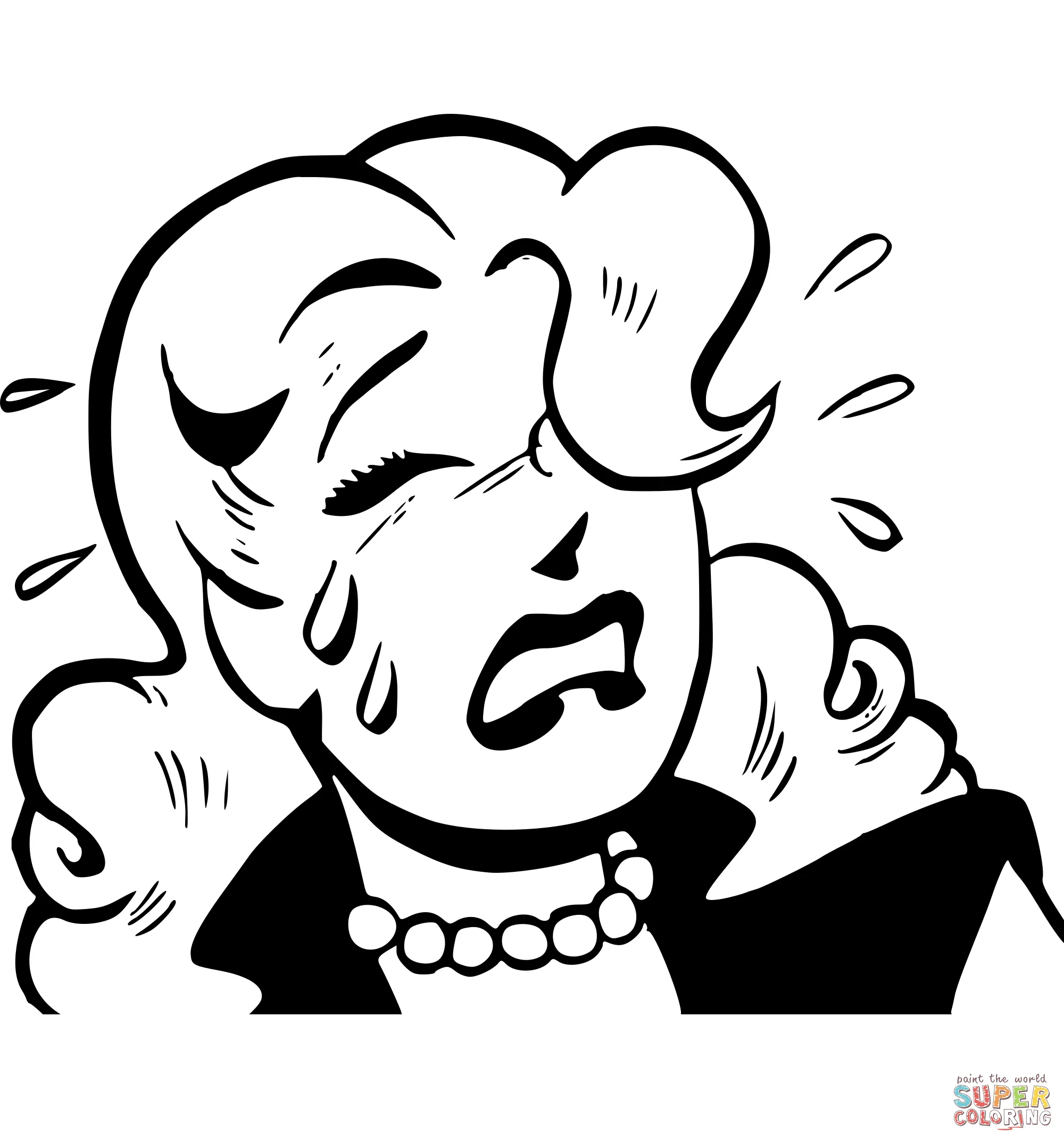 Dibujo de Dibujos animados de mujer llorando vintage para colorear | Dibujos para colorear imprimir gratis Dibujo de Dibujos animados de mujer llorando vintage para colorear | Dibujos para colorear imprimir gratis