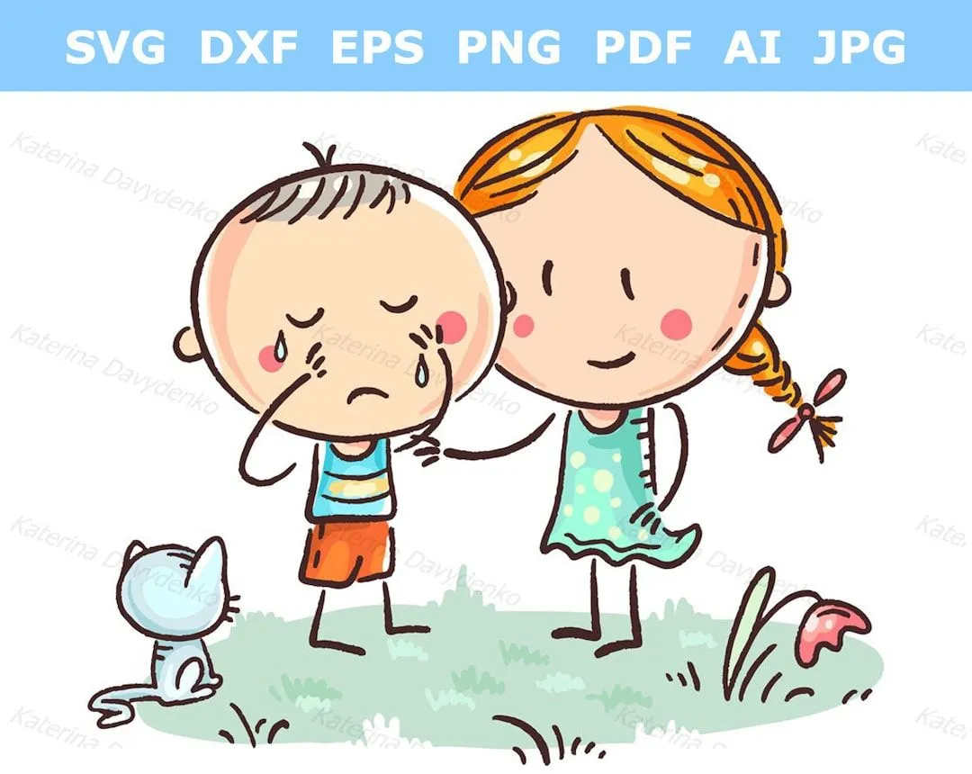 Dibujo de dibujos animados de un niño llorando y una niña consolándolo imágenes prediseñadas de emociones infantiles - Etsy México Dibujo de dibujos animados de un niño llorando y una niña consolándolo imágenes prediseñadas de emociones infantiles - Etsy México