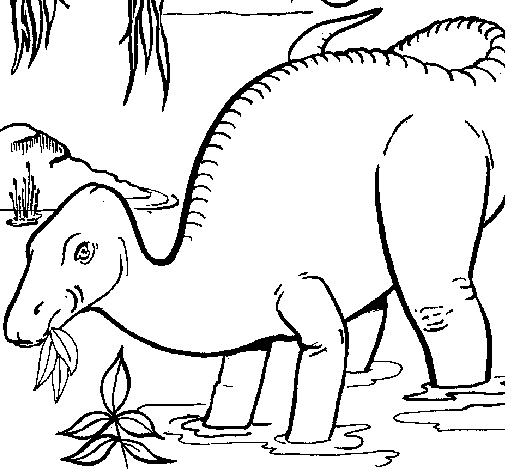 Dibujo de Dinosaurio comiendo para Colorear - Dibujos.net Dibujo de Dinosaurio comiendo para Colorear - Dibujos.net