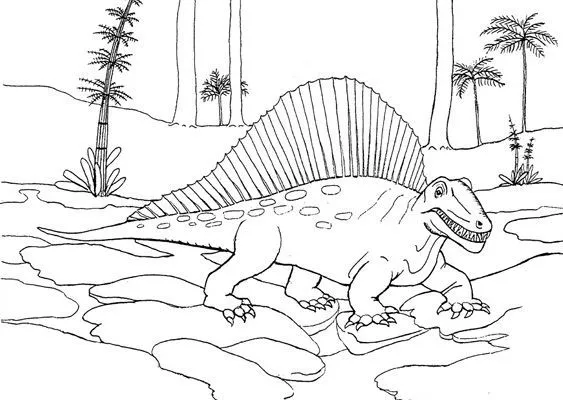 Dibujo dinosaurio dimetrodon - Pintar dinosaurios DIMETRODON