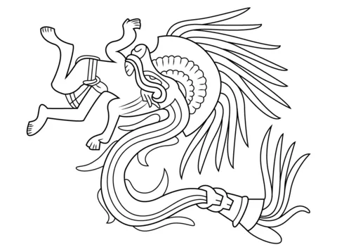 Dibujo de Dios Azteca Quetzalcoatl para colorear | Dibujos para ... Dibujo de Dios Azteca Quetzalcoatl para colorear | Dibujos para ...