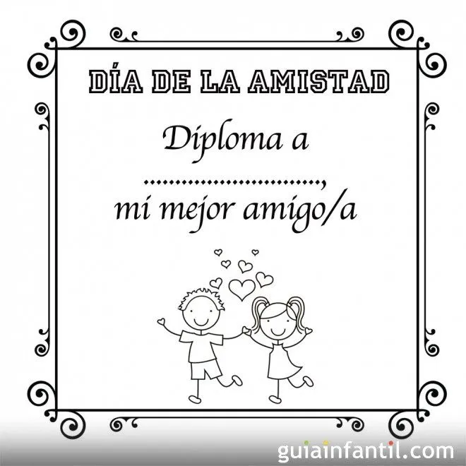 Dibujo de Diploma al mejor amigo para colorear Dibujo de Diploma al mejor amigo para colorear