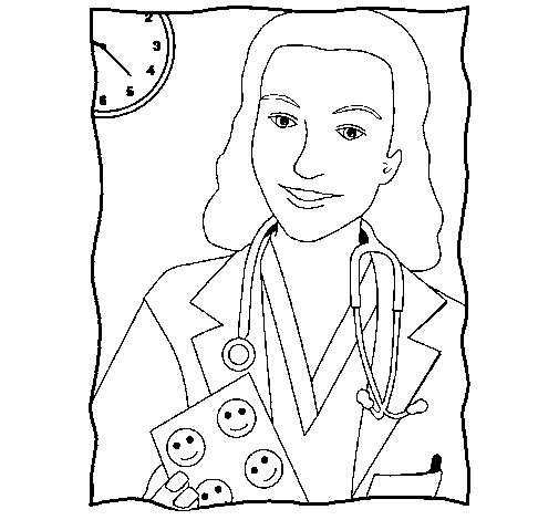 Dibujo de Doctora sonriendo para Colorear
