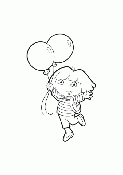 Dibujo de Dora y sus globos. Dibujo para colorear de Dora y sus ...