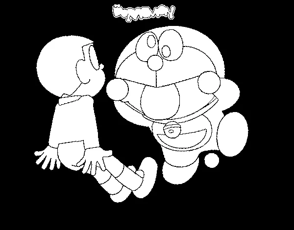 Dibujo de Doraemon y Nobita para Colorear
