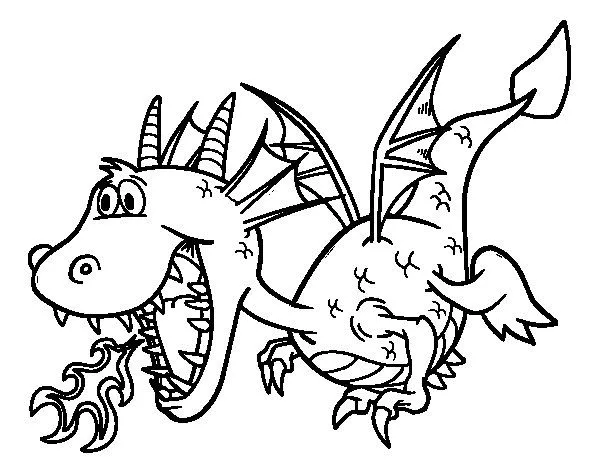 Dibujo de Dragón echando fuego para Colorear - Dibujos.net Dibujo de Dragón echando fuego para Colorear - Dibujos.net