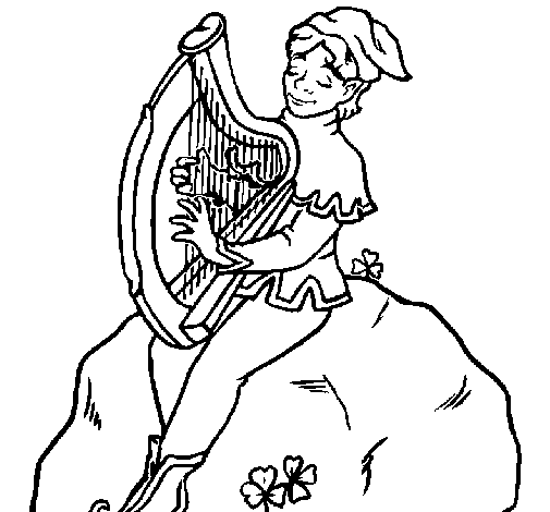 Dibujo de Duende tocando el arpa para Colorear Dibujo de Duende tocando el arpa para Colorear