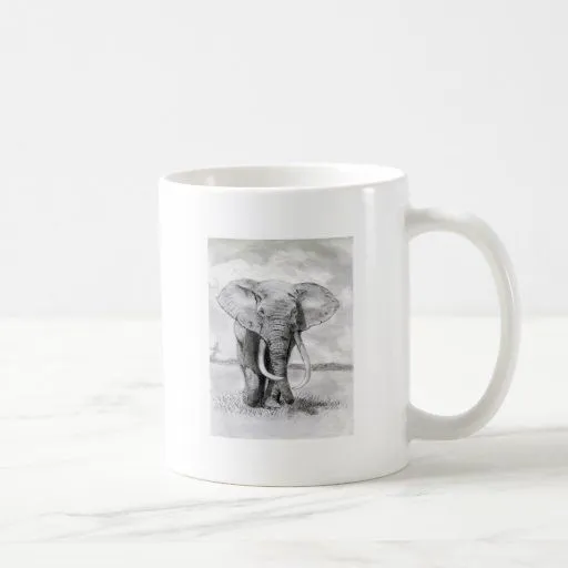 dibujo del elefante africano en diseño del lápiz taza de café de ... dibujo del elefante africano en diseño del lápiz taza de café de ...
