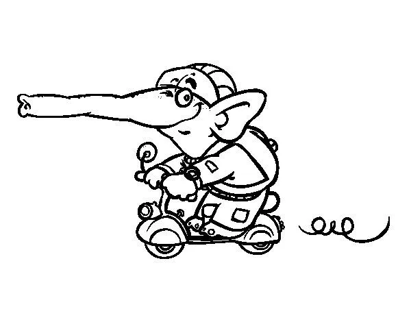 Dibujo de Elefante en moto para Colorear - Dibujos.net Dibujo de Elefante en moto para Colorear - Dibujos.net