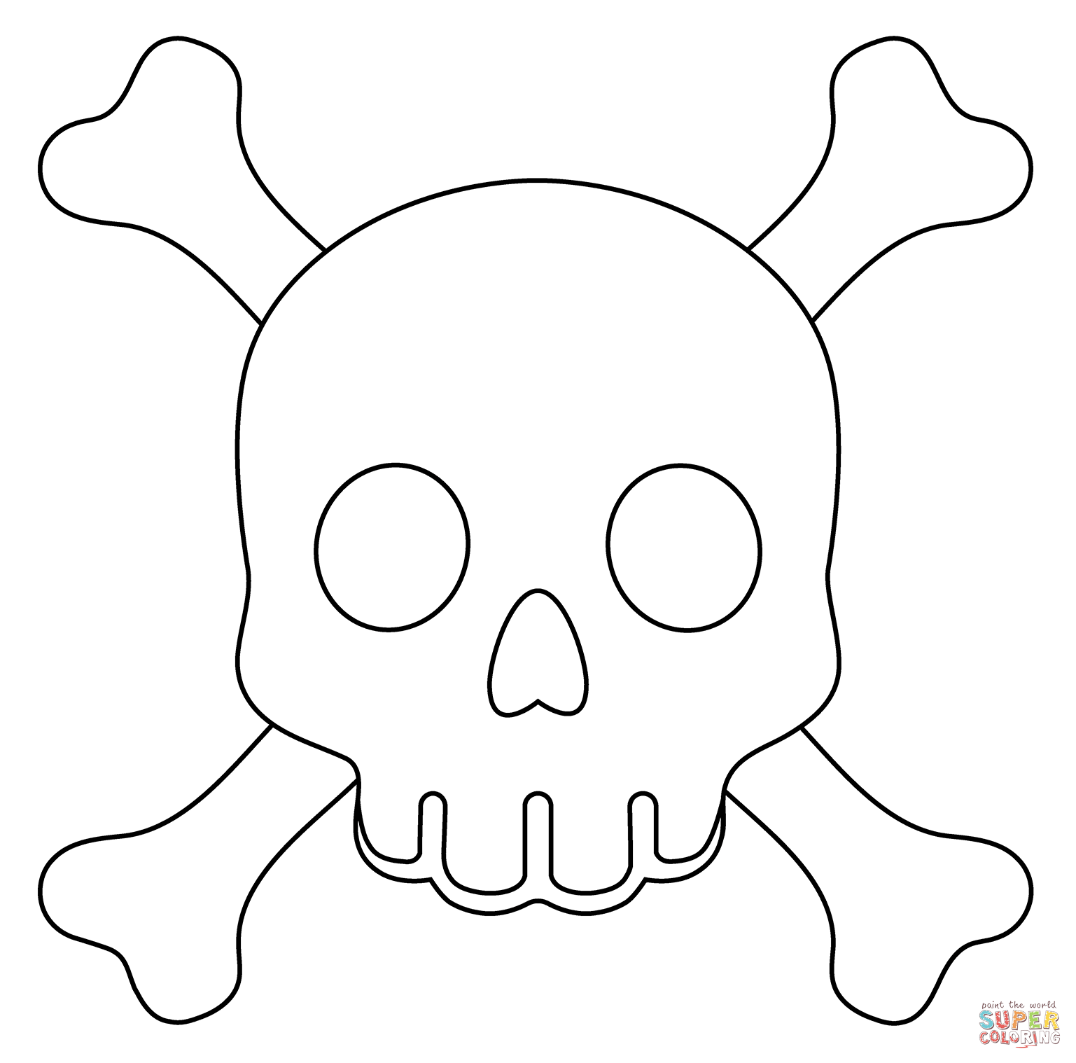 Dibujo de Emoji de calavera y tibias cruzadas para colorear | Dibujos para colorear imprimir gratis Dibujo de Emoji de calavera y tibias cruzadas para colorear | Dibujos para colorear imprimir gratis