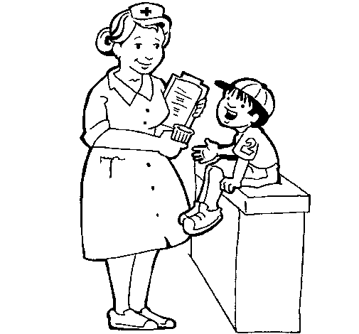 Dibujo de Enfermera y niño para Colorear - Dibujos.net Dibujo de Enfermera y niño para Colorear - Dibujos.net
