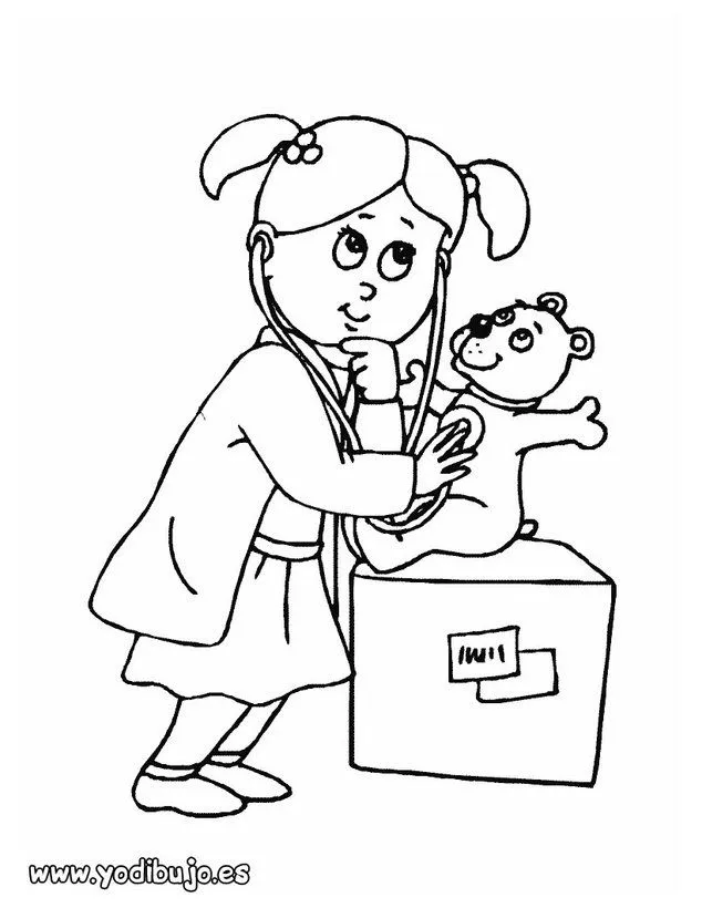 Dibujo de una enfermera - Oficios y profesiones: Dibujos para pintar