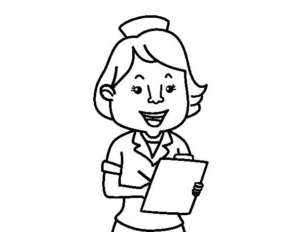 Dibujo de Enfermera sonriente para Colorear - Dibujos.net Dibujo de Enfermera sonriente para Colorear - Dibujos.net