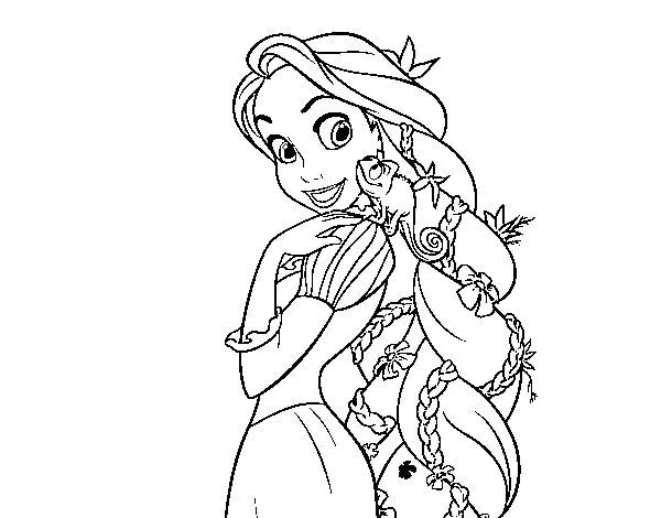 Dibujo de Enredados - Rapunzel y Pascal para Colorear - Dibujos.net