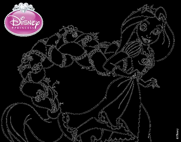 Dibujo de Enredados - Rapunzel y su trenza para Colorear - Dibujos.net Dibujo de Enredados - Rapunzel y su trenza para Colorear - Dibujos.net