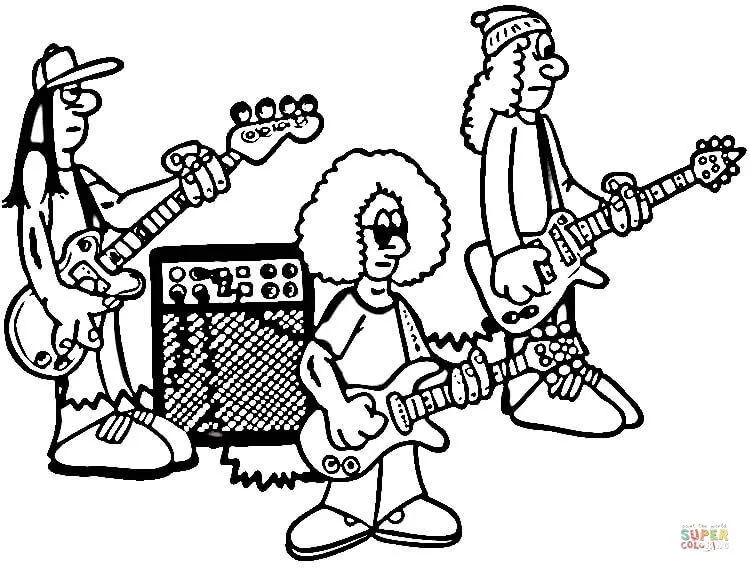 Dibujo de Ensayo de una Banda de Rock para colorear | Dibujos para ... Dibujo de Ensayo de una Banda de Rock para colorear | Dibujos para ...