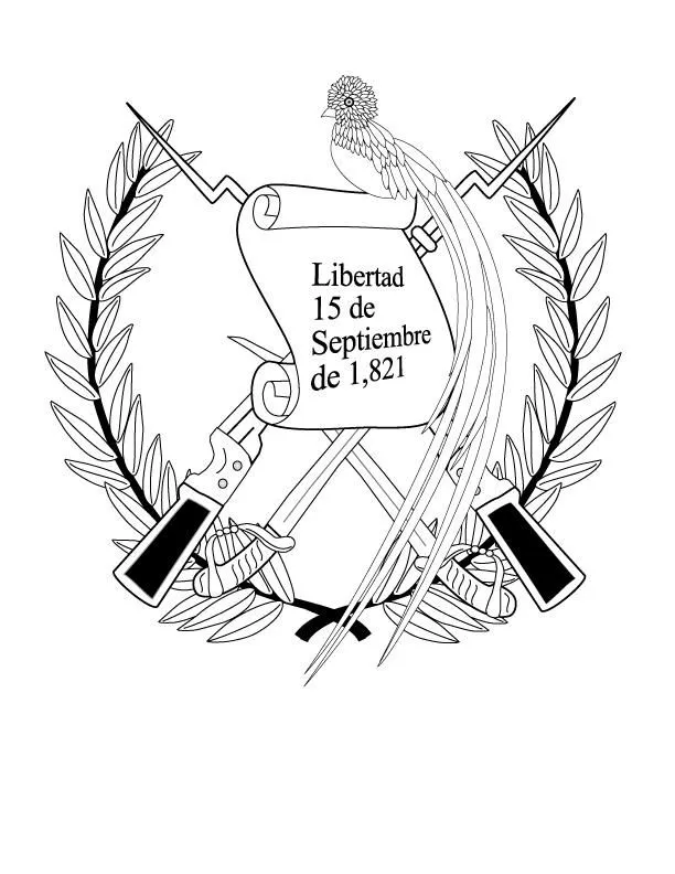 Dibujo del Escudo Nacional de Guatemala para colorear ~ Dibujos ... Dibujo del Escudo Nacional de Guatemala para colorear ~ Dibujos ...