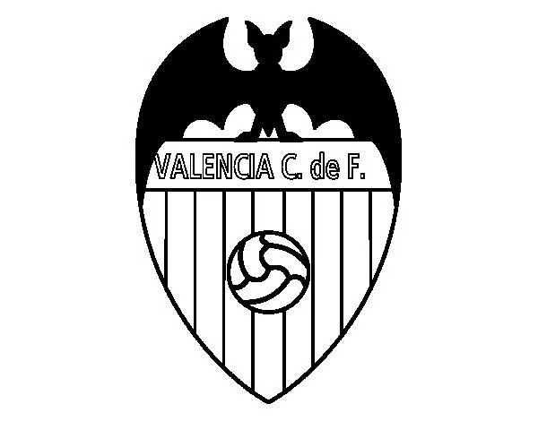 Dibujo de Escudo del Valencia C. F. para Colorear - Dibujos.net Dibujo de Escudo del Valencia C. F. para Colorear - Dibujos.net