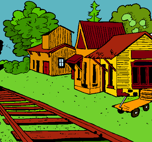 Dibujo de Estación de tren pintado por Pueblo en Dibujos.net el ...