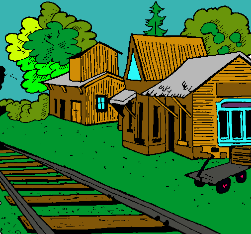 Dibujo de Estación de tren pintado por Valentina en Dibujos.net el ...