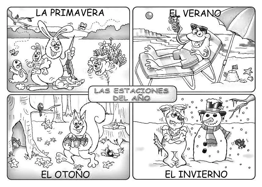 Estaciones de año para colorear - Imagui