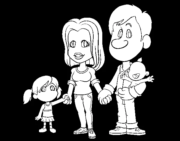 Dibujo de Familia feliz para Colorear - Dibujos.net