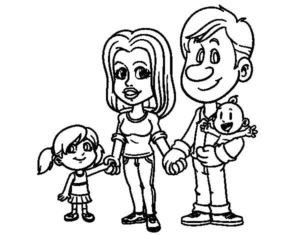 Dibujo de Familia feliz para Colorear - Dibujos.net Dibujo de Familia feliz para Colorear - Dibujos.net
