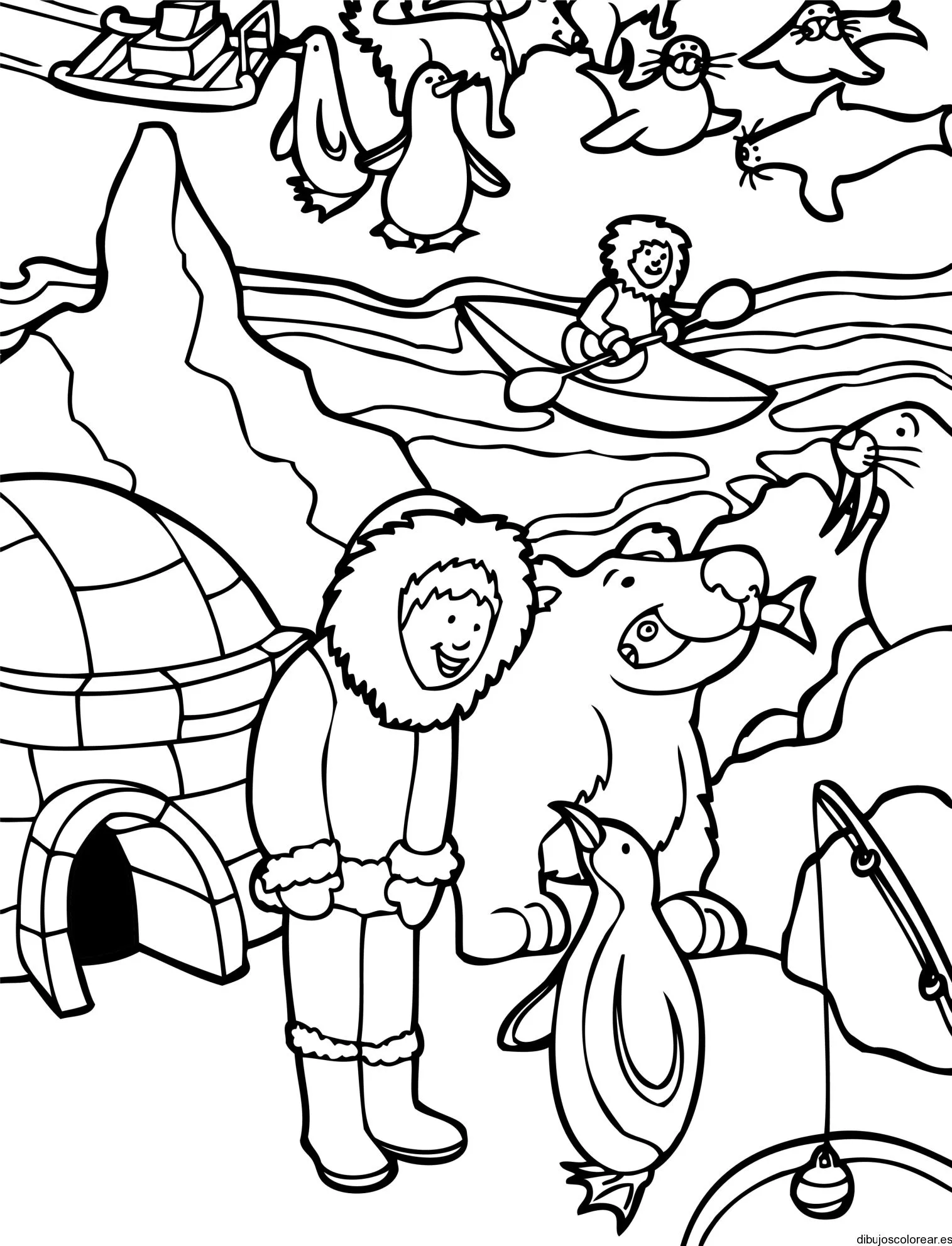 Dibujo de una familia en polo | Dibujos para Colorear Dibujo de una familia en polo | Dibujos para Colorear