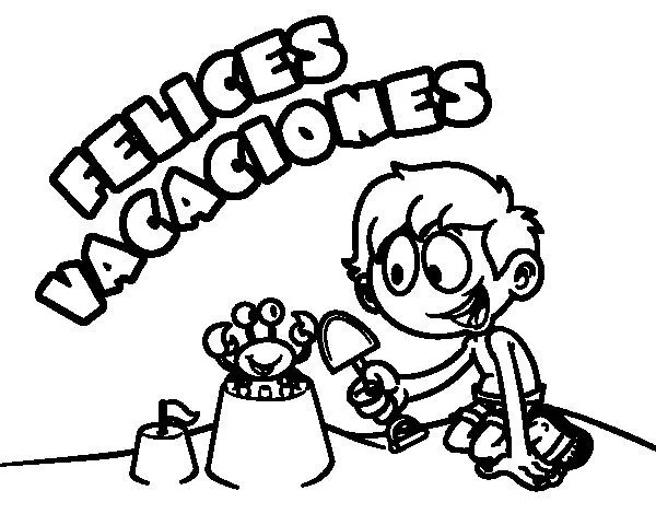 Dibujo de Felices vacaciones para Colorear - Dibujos.net Dibujo de Felices vacaciones para Colorear - Dibujos.net