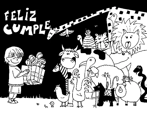 Dibujo de Fiesta de animales para Colorear - Dibujos.net Dibujo de Fiesta de animales para Colorear - Dibujos.net