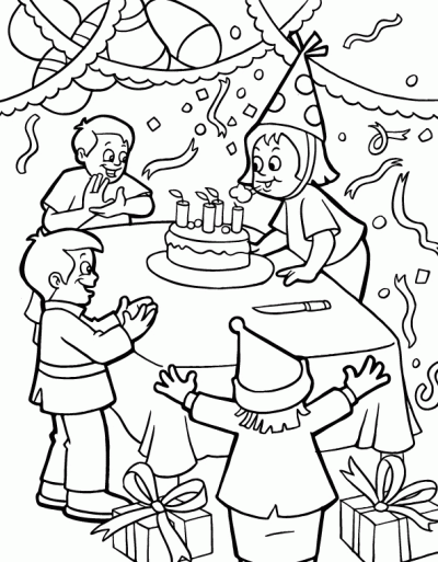 Dibujo de Fiesta de cumpleaños. Dibujo para colorear de Fiesta de ...