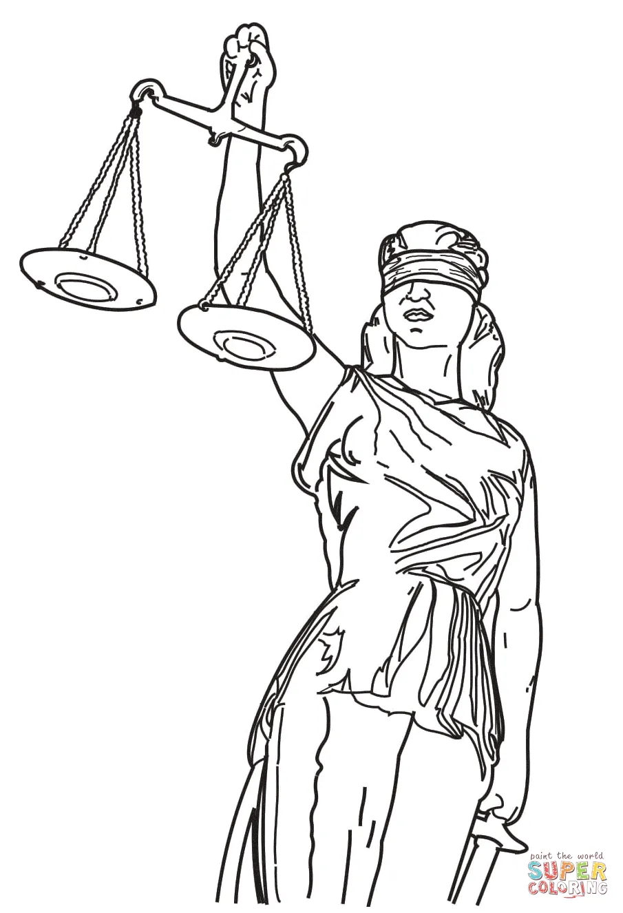 Dibujo de Figura de la justicia para colorear | Dibujos para colorear imprimir gratis Dibujo de Figura de la justicia para colorear | Dibujos para colorear imprimir gratis