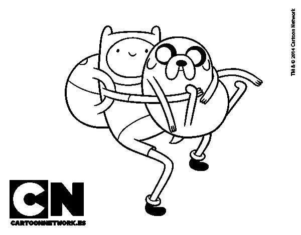 Dibujo de Finn y Jake abrazados para Colorear - Dibujos.net Dibujo de Finn y Jake abrazados para Colorear - Dibujos.net