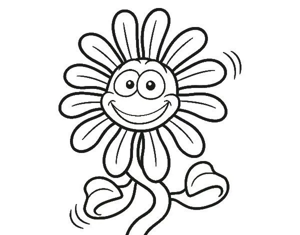 Dibujo de Flor animada para Colorear - Dibujos.net Dibujo de Flor animada para Colorear - Dibujos.net