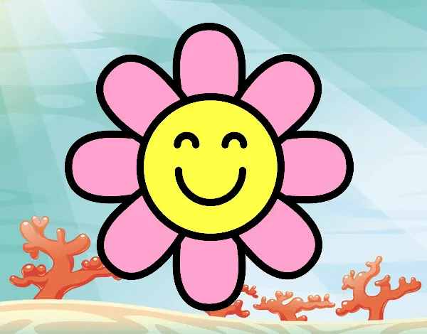 Dibujo de flor con carita feliz 2 pintado por en Dibujos.net el ...