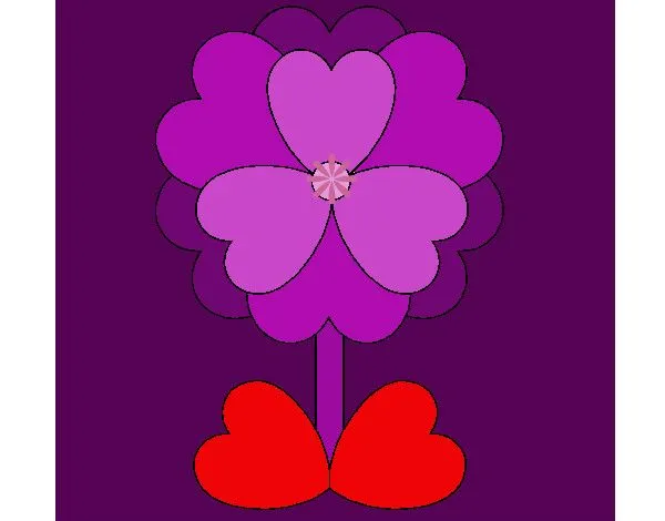 Dibujo de flores y corazones morado pintado por Lunna_ en Dibujos ... Dibujo de flores y corazones morado pintado por Lunna_ en Dibujos ...
