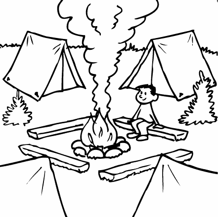 Pinto Dibujos: Fogata en campamento para colorear Pinto Dibujos: Fogata en campamento para colorear