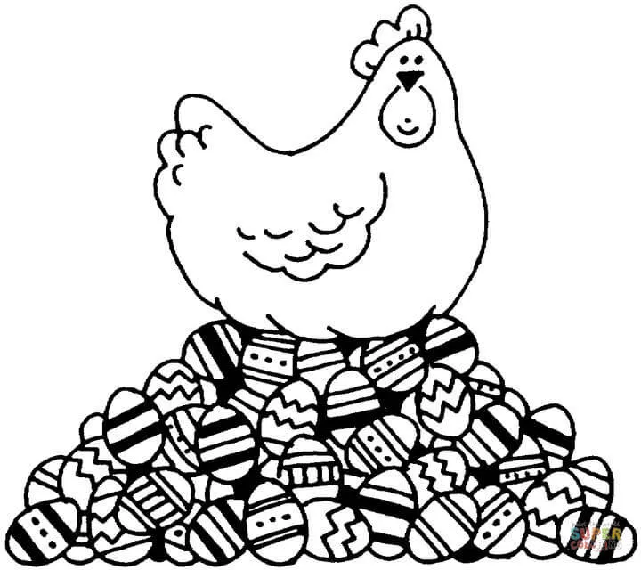 Dibujo de Gallina Incubando Juevos de Pascua para colorear ... Dibujo de Gallina Incubando Juevos de Pascua para colorear ...