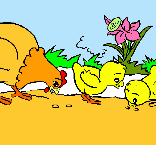 Dibujo de Gallina y pollitos pintado por Abraham64 en Dibujos.net ...