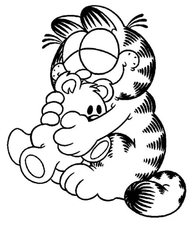 Dibujo de Garfield y su osito para colorear. Dibujos infantiles de ...