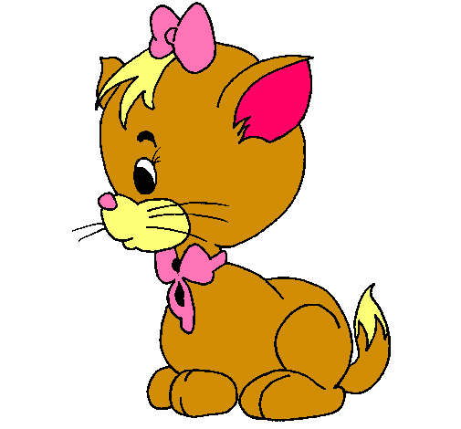 Dibujo de Gatita con lazo pintado por Carlota en Dibujos.net el ...