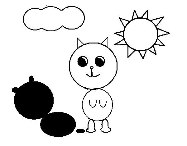 Dibujo de El gatito y su sombra para Colorear - Dibujos.net Dibujo de El gatito y su sombra para Colorear - Dibujos.net