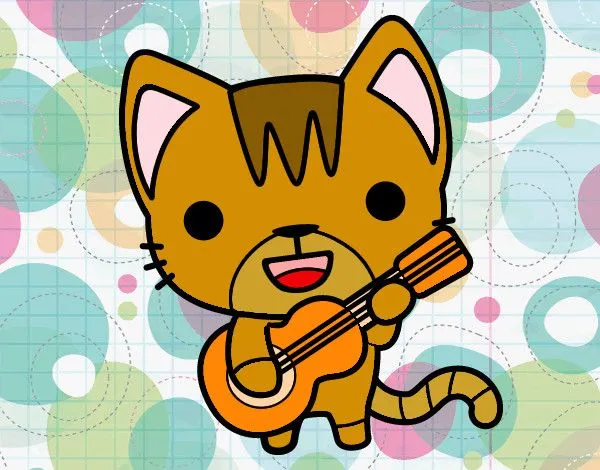 Dibujo de Gatito tocando la guitarra pintado por Aylentega en ... Dibujo de Gatito tocando la guitarra pintado por Aylentega en ...