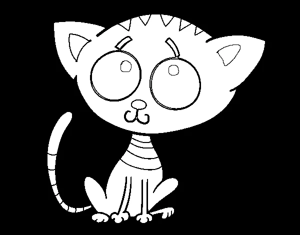 Dibujo de Gatito triste para Colorear - Dibujos.net