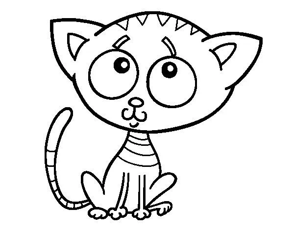 Dibujo de Gatito triste para Colorear - Dibujos.net