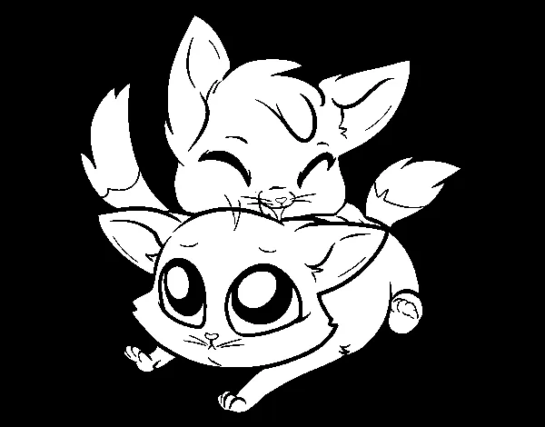 Dibujo de Dos gatitos para Colorear - Dibujos.net Dibujo de Dos gatitos para Colorear - Dibujos.net